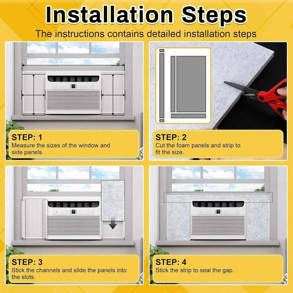 Window Air Conditioner Side Insulation Foam Panels with Felt Layer 9X16.5 Inches
